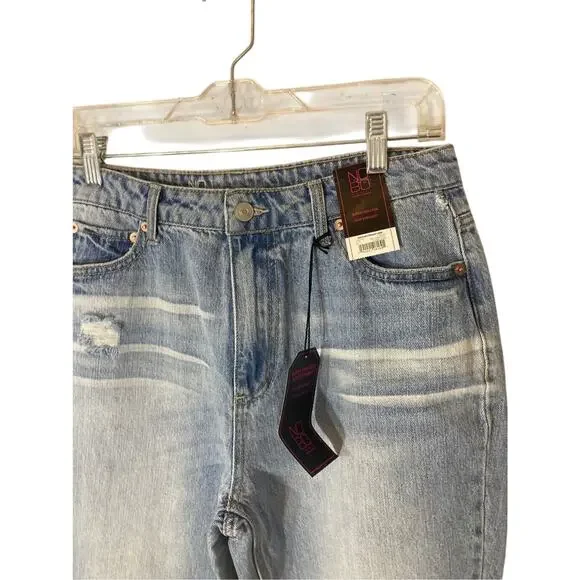 NWT Slim Straight High Rise Sz 9 Mom No Boundaries Light Wash Cotton Jeans - Picture 5 of 5